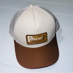 Poncho Outdoors Co. Cactus Logo Mesh Trucker Hat - Cream & Brown